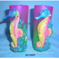 Asst sea horse poly attachment shooter painting glass decoration